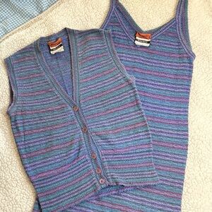 Classic Vintage Missoni Multicolor Striped Dress Set Made in Italy Neiman Marcus